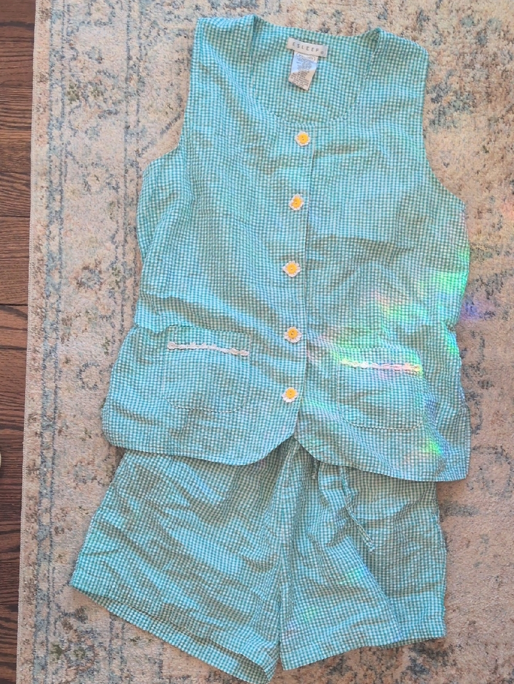 ESLEEP Two-Piece Daisy Gingham PJ set